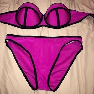 Pink and black bikini
